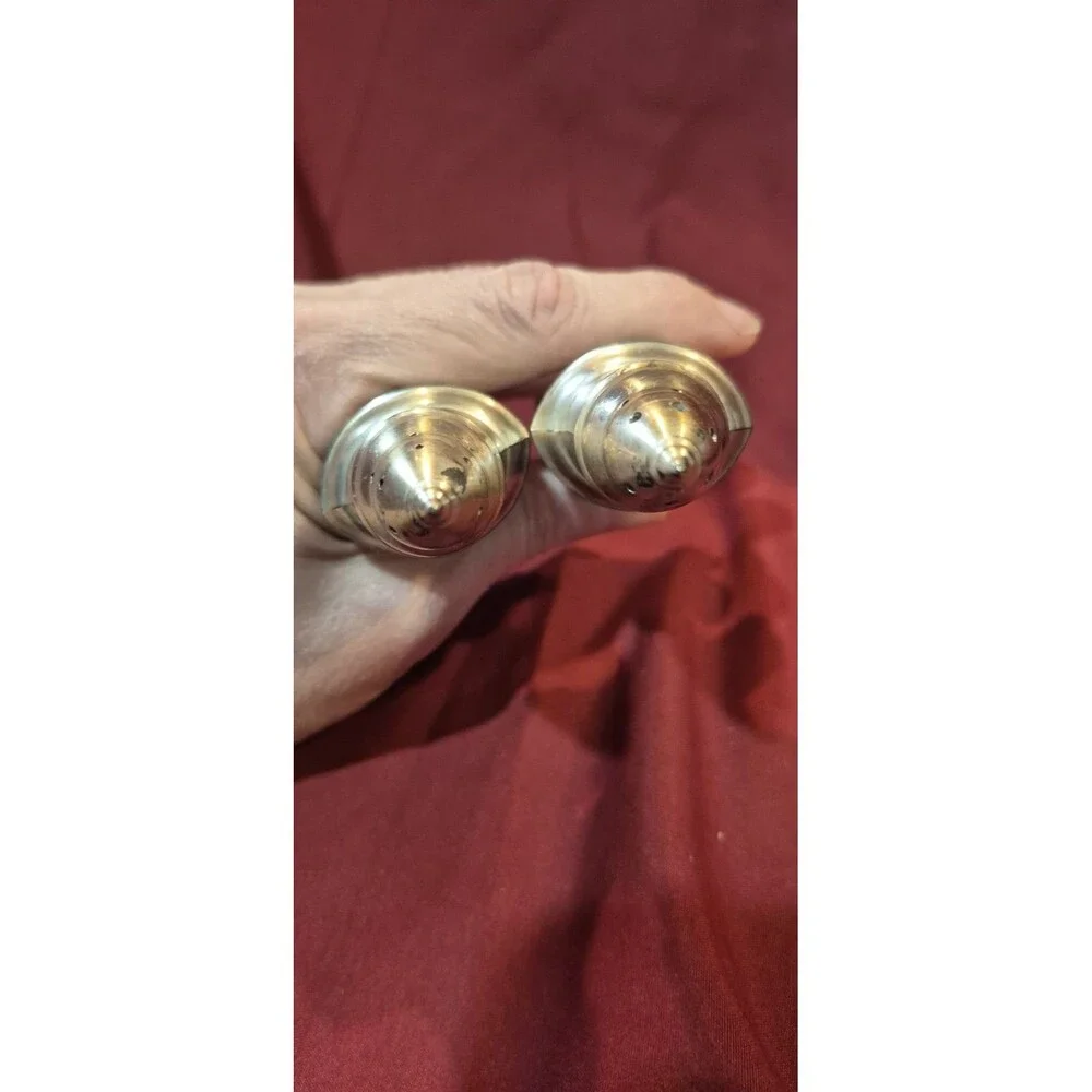 Astor by Poole Bacchante Salt Pepper Shakers Silver Coated Pewter Beautiful Cond